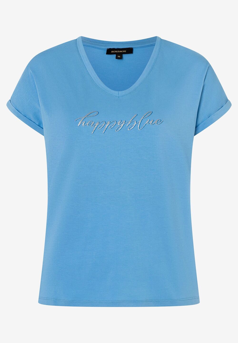 Wording Shirt, happy blue, Sommer-Kollektion, blau Frontansicht