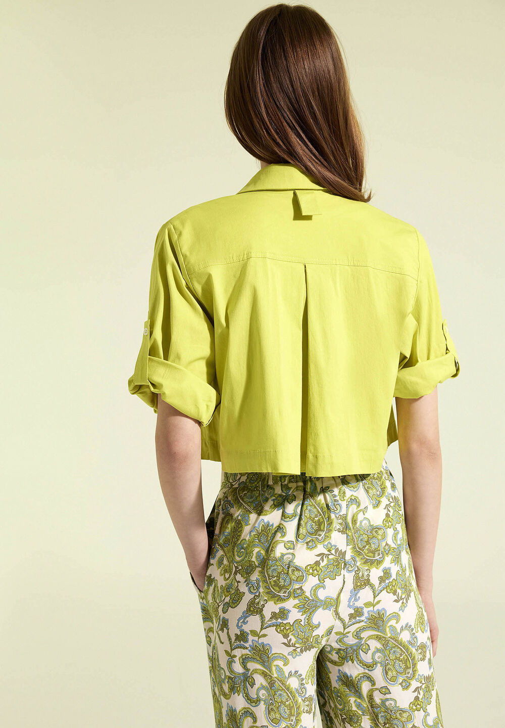 kurze Blusenjacke, lime green, Sommer-Kollektion, gelb Detailansicht 2