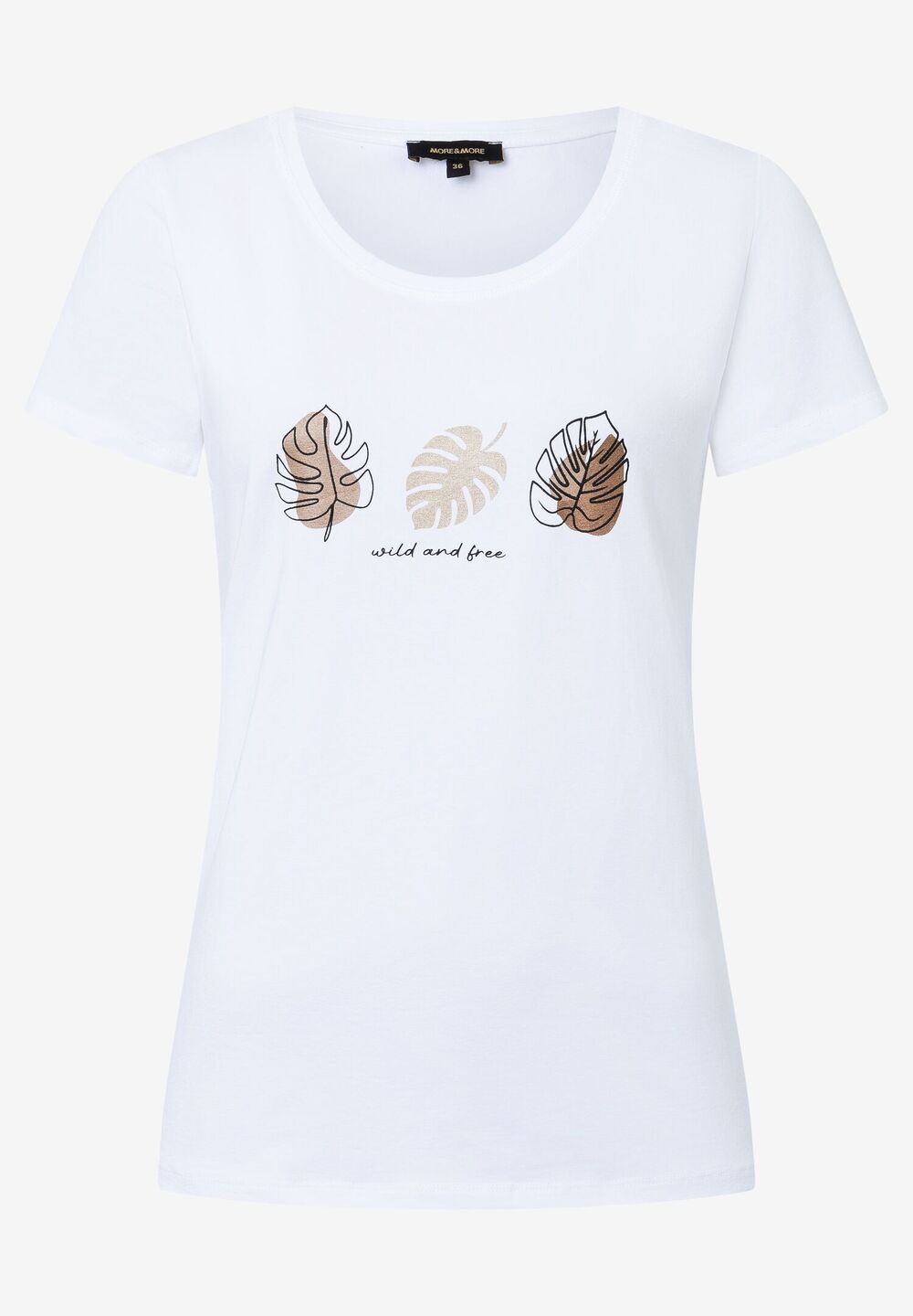 T-Shirt, weiß, Blätter-Motiv, Sommer-Kollektion, weissFrontansicht
