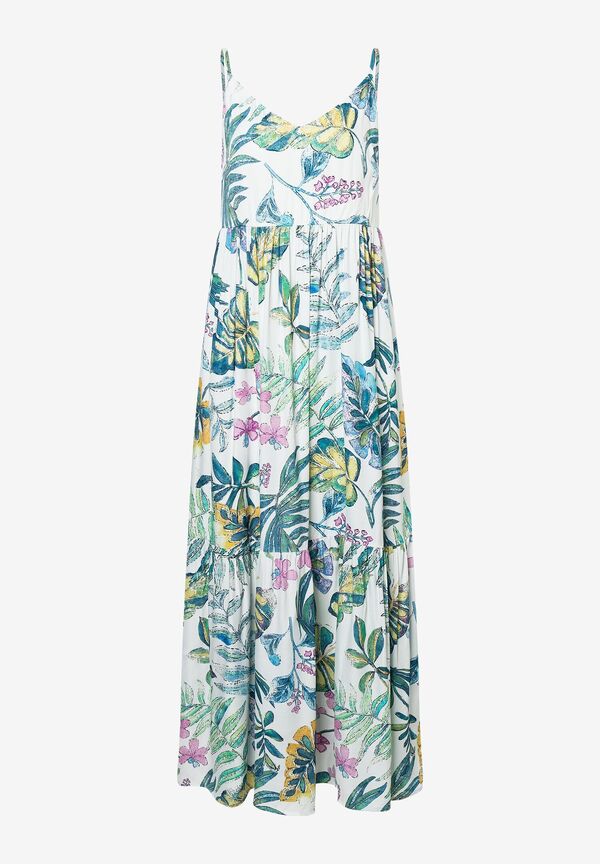 4027819936494 - Maxi Satinkleid Blätterprint Sommer-Kollektion