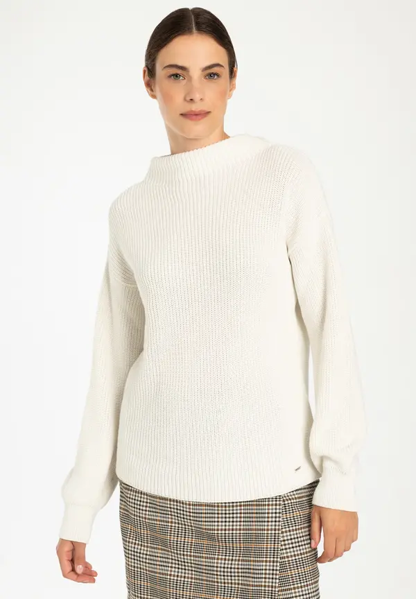 More & More Rippstrick-Pullover, ecru, Herbst-Kollektion