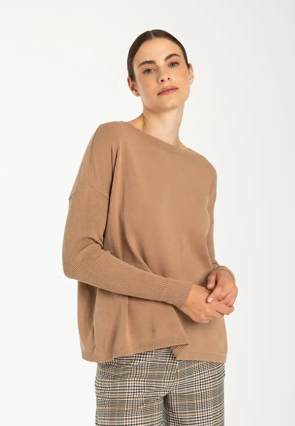 More & More Feinstrick Pullover, beige machiato, Herbst-Kollektion