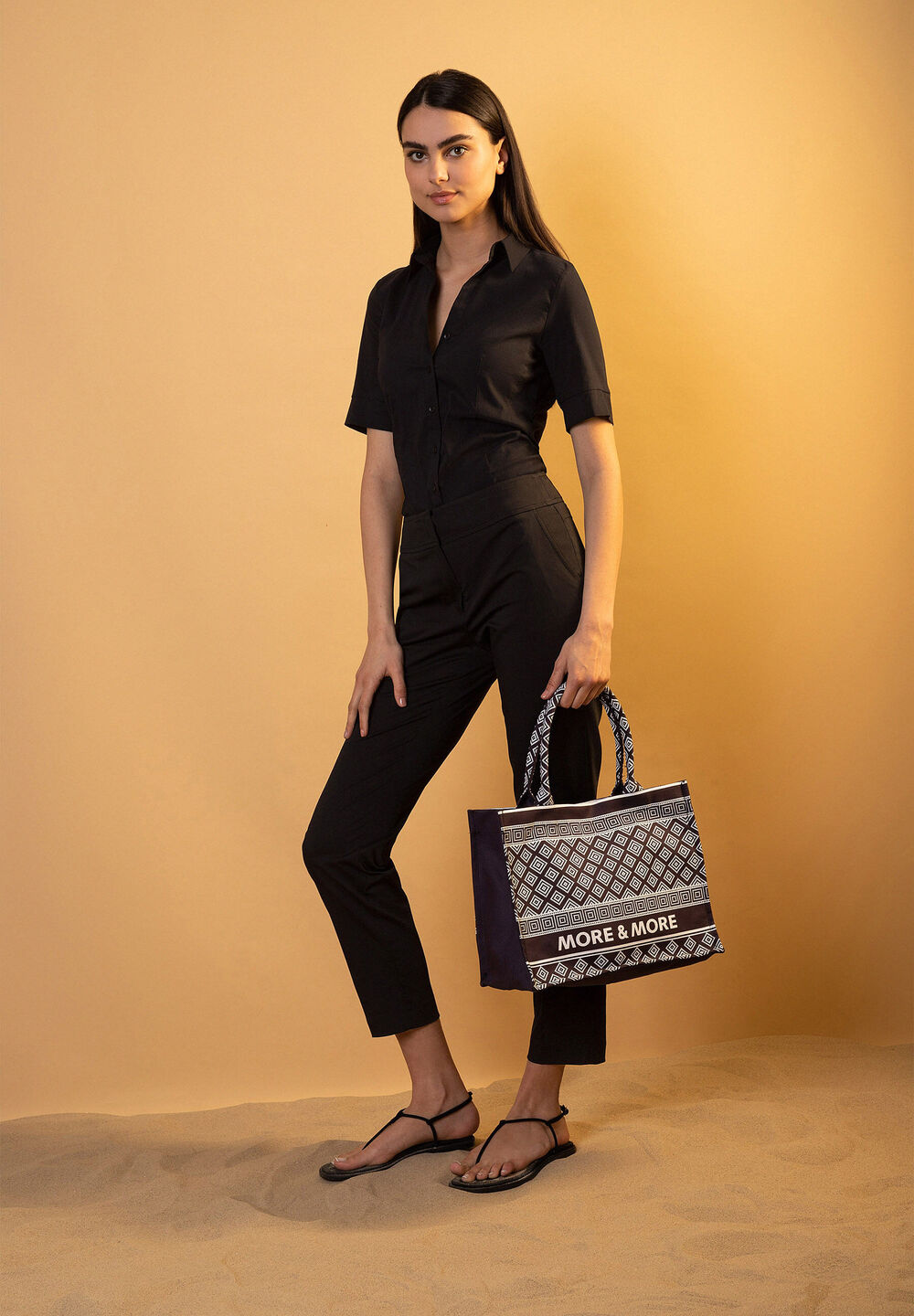 Baumwoll/Stretch Bluse, schwarz, schwarz Detailansicht 1